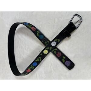 Vintage Size 36 Floral Hand Painted Leather Western Belt
